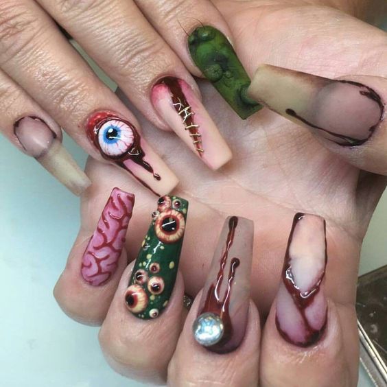 53 Unique And Creative Halloween Acrylic Nail Designs ...