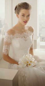 25 Romantic Off-the-shoulder Wedding Dresses for You Inspiration; white wedding dresses; pink wedding dresses; lace wedding dresses.
