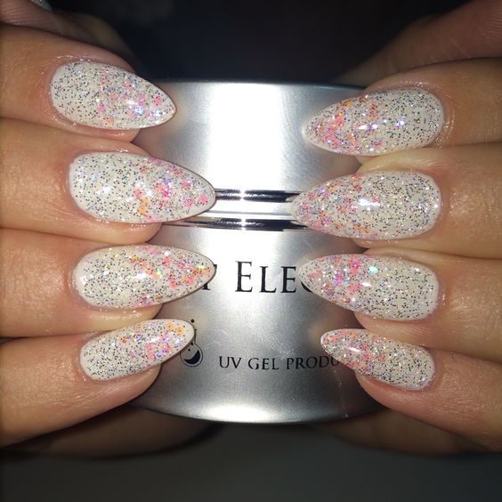 24 Stunning Glitter Nail Art Designs That You Will Love to Try; glitter coffin nails; glitter acrylic nails; Christmas nails.