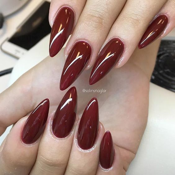 45 Simple and Charming Wine Red Nail Art Designs; Fall burgundy nails;Wine Red Stiletto Nails;Burgundy Wine Nail Color | Long Square Coffin Acrylic Nails | Shimmer Nail Art and Nail Design;Wine Red acrylic nails；dark burgundy red nail polish